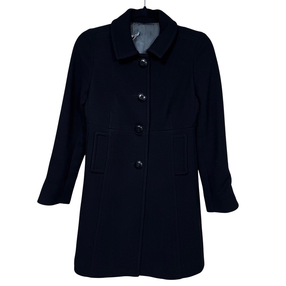 J.Crew Lady Day Coat Black O‎ Petite Double Cloth Wool